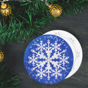 Cartes Pour Fêtes Annuelles Fleur de neige Bleu Blanc