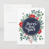 Cartes Pour Fêtes Annuelles Fleur de Noël | Bonne année (Devant / Derrière)