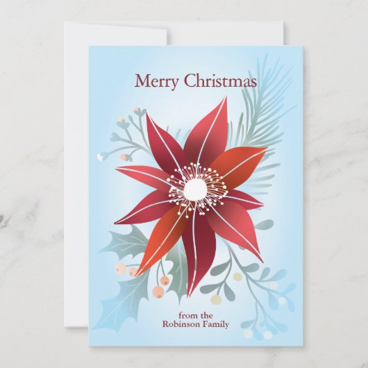 Cartes Pour Fêtes Annuelles Fleur de Noël d'hiver abstraite rouge Poinsettia (Devant)