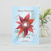 Cartes Pour Fêtes Annuelles Fleur de Noël d'hiver abstraite rouge Poinsettia (Debout devant)