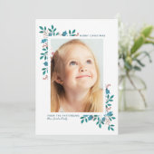 Cartes Pour Fêtes Annuelles Fleur de Noël Joyeux | Vert bleu (Debout devant)