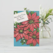 Cartes Pour Fêtes Annuelles Fleur de Noël Poinsettia bons voeux (Debout devant)