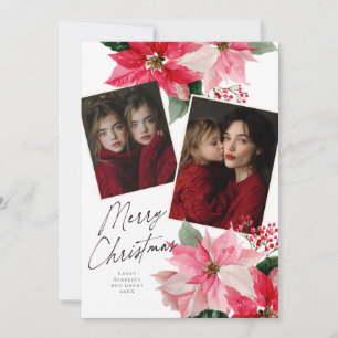 Cartes Pour Fêtes Annuelles Fleur de Noël Poinsettia Joyeux Noël 2 photo
