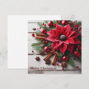 Cartes Pour Fêtes Annuelles Fleur de Noël rouge en bois blanc traditionnel