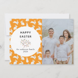 Cartes Pour Fêtes Annuelles Fleur élégante & Lapin Photo de Joyeuses Pâques