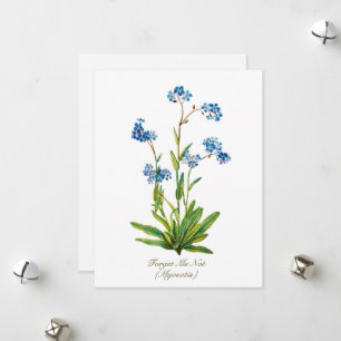 Cartes Pour Fêtes Annuelles Fleur élégante vintage botanique Ne m'oubliez pas