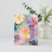 Cartes Pour Fêtes Annuelles Fleur Exotique Feuille en fleurs bleues (Debout devant)