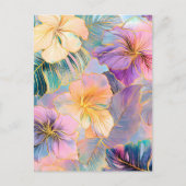 Cartes Pour Fêtes Annuelles Fleur Exotique Feuille en fleurs bleues (Devant)