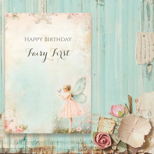 Cartes Pour Fêtes Annuelles Fleur fée fille Anniversaire