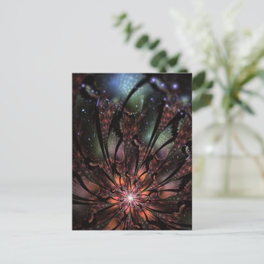 Cartes Pour Fêtes Annuelles Fleur imaginaire fractale douce et tendresse (Debout devant)