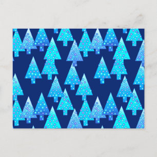 Cartes Pour Fêtes Annuelles Fleur moderne arbres de Noël - bleu cobalt