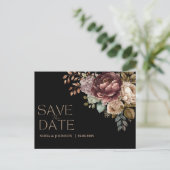 Cartes Pour Fêtes Annuelles Fleur moody foncé Moderne Sauvez la date Mariage (Debout devant)