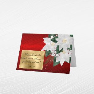 Cartes Pour Fêtes Annuelles Fleur Religieuse de Noël Photo Rouge Or Élégant