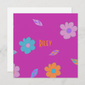 Cartes Pour Fêtes Annuelles Fleur Rétro Filles mignonnes (Devant / Derrière)