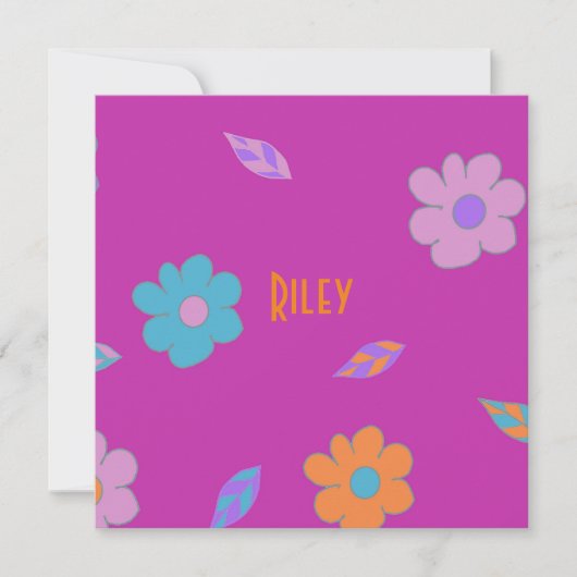 Cartes Pour Fêtes Annuelles Fleur Rétro Filles mignonnes (Devant)