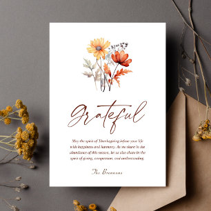 Cartes Pour Fêtes Annuelles Fleur sauvage Automne Moderne Élégant Thanksgiving