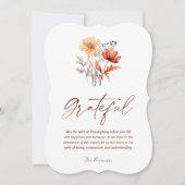 Cartes Pour Fêtes Annuelles Fleur sauvage Automne Rustique Élégant Thanksgivin (Devant)