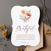 Cartes Pour Fêtes Annuelles Fleur sauvage Automne Rustique Élégant Thanksgivin