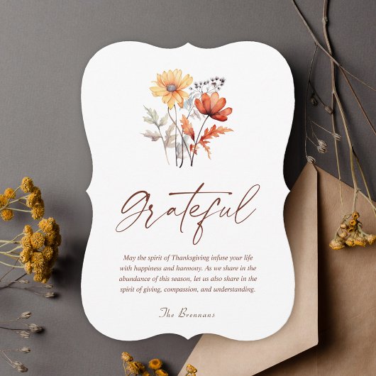 Cartes Pour Fêtes Annuelles Fleur sauvage Automne Rustique Élégant Thanksgivin