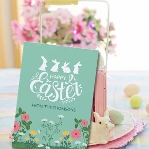 Cartes Pour Fêtes Annuelles Fleur sauvage de printemps vert blanc moderne Joye