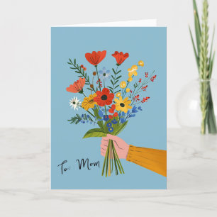 Cartes Pour Fêtes Annuelles Fleur sauvage Floral Bouquet Fête des Mères