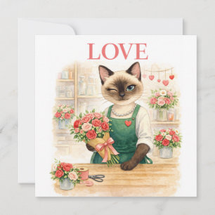 Cartes Pour Fêtes Annuelles Fleuriste chat avec lettre d'amour pour amant