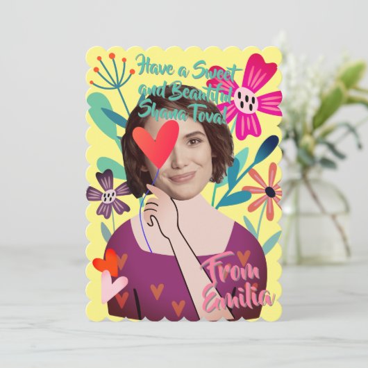 Cartes Pour Fêtes Annuelles Fleuriste Shana Tove Belle Originale et Arti (Debout devant)