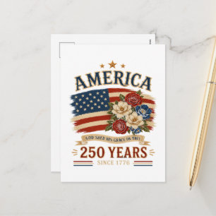 Cartes Pour Fêtes Annuelles Fleuron de drapeau patriotique Amérique 250 ans de