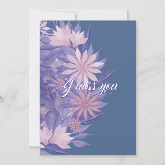 Cartes Pour Fêtes Annuelles Fleurs aquarelles. Tu me manques (Devant)