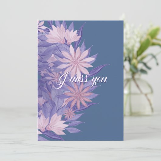 Cartes Pour Fêtes Annuelles Fleurs aquarelles. Tu me manques (Debout devant)
