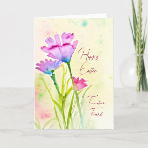 Cartes Pour Fêtes Annuelles Fleurs aquarelles violettes et roses Pâques person