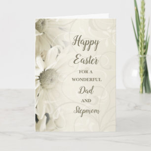 Cartes Pour Fêtes Annuelles Fleurs blanches Joyeux Pâques papa et Stepmaman