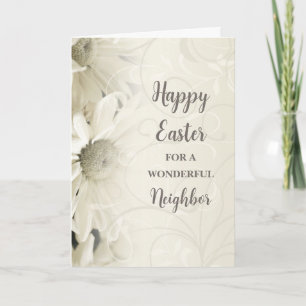 Cartes Pour Fêtes Annuelles Fleurs blanches Joyeux Voisin de Pâques