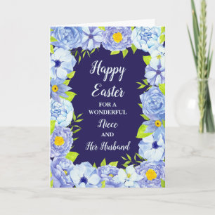 Cartes Pour Fêtes Annuelles Fleurs bleues Bonne Naissance de Pâques et son mar