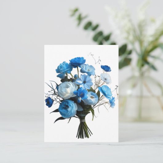 Cartes Pour Fêtes Annuelles Fleurs bleues et blanches (Debout devant)