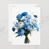 Cartes Pour Fêtes Annuelles Fleurs bleues et blanches (Devant / Derrière)