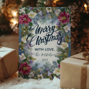 Cartes Pour Fêtes Annuelles Fleurs bleues et violettes de Noël
