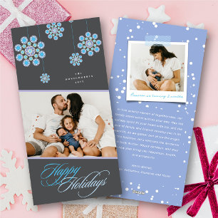 Cartes Pour Fêtes Annuelles Fleurs Bleues Ornementales Chic Joyeuses Vacances 