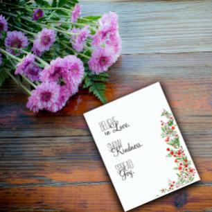 Cartes Pour Fêtes Annuelles Fleurs botaniques à l'aquarelle rouge souhaits 