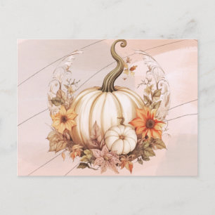 Cartes Pour Fêtes Annuelles Fleurs Citrouilles blanches de Bohême Foliage Hall