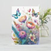 Cartes Pour Fêtes Annuelles Fleurs, coeurs et papillons (Debout devant)