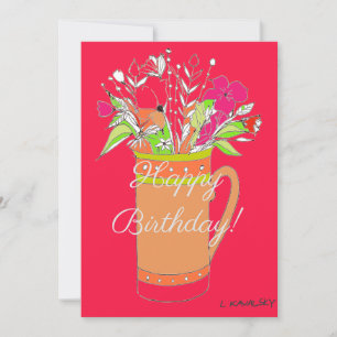 Cartes Pour Fêtes Annuelles Fleurs colorées de joyeux anniversaire dans une ta