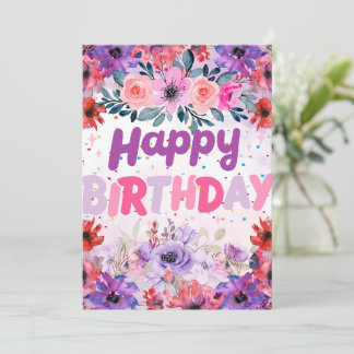 Cartes Pour Fêtes Annuelles Fleurs Colorées Violettes, Roses, Lavande, Rose