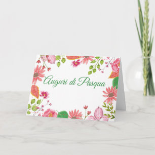 Cartes Pour Fêtes Annuelles Fleurs d'aquarelle italiennes Pâques