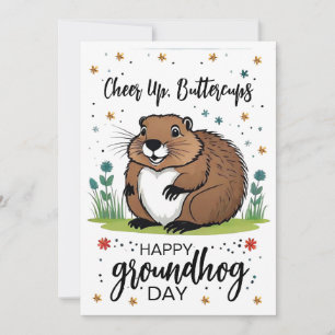 Cartes Pour Fêtes Annuelles Fleurs d'aquarelle Jour de marmotte mûre Phil