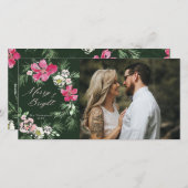 Cartes Pour Fêtes Annuelles Fleurs d'aquarelle rose pâle et vert pâle (Devant / Derrière)