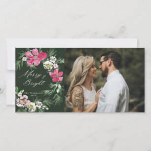 Cartes Pour Fêtes Annuelles Fleurs d'aquarelle rose pâle et vert pâle