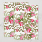 Cartes Pour Fêtes Annuelles Fleurs d'aquarelle rose rose roses fleuris (Devant / Derrière)