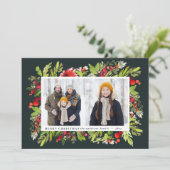 Cartes Pour Fêtes Annuelles Fleurs d'aquarelle traditionnelles + feuillage Noë (Debout devant)