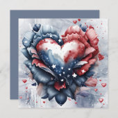 Cartes Pour Fêtes Annuelles Fleurs d'Art Patriotique American Heart (Devant / Derrière)